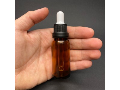 20ml - Amber Damlalıklı Cam Şişe - Kilitli Siyah Kapak - Beyaz Lastik