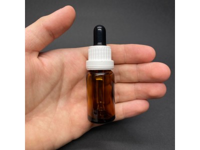 10ml - Amber Damlalıklı Cam Şişe - Kilitli Beyaz Kapak - Siyah Lastik