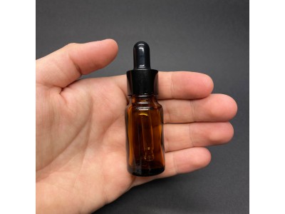 10ml - Amber Damlalıklı Cam Şişe - Siyah Metal Kapak - Siyah Lastik